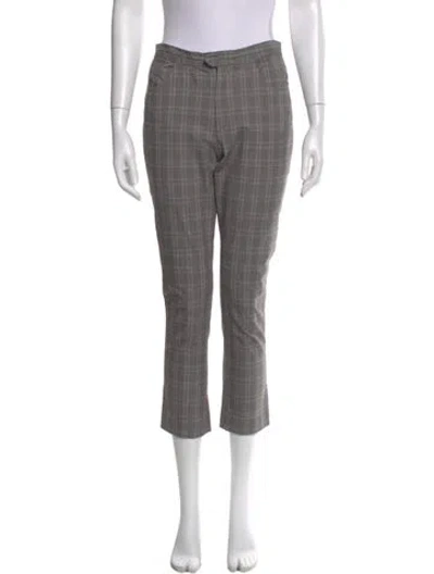 Pre-owned Isabel Marant Plaid Print Straight Leg Pants In Gray