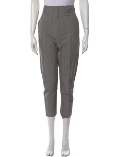 Pre-owned Isabel Marant Plaid Print Straight Leg Pants In Gray