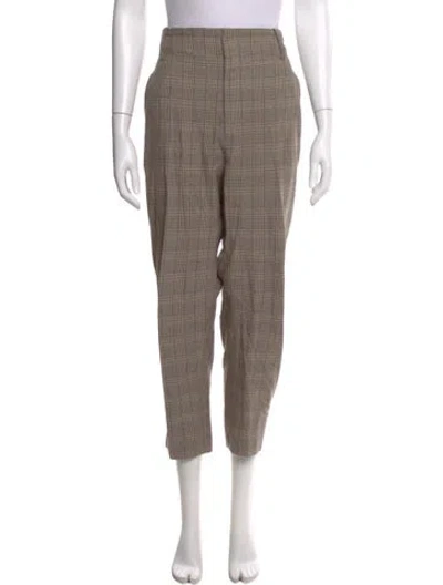 Pre-owned Isabel Marant Plaid Print Straight Leg Pants In Neutral