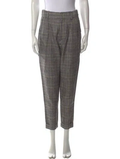 Pre-owned Isabel Marant Plaid Print Straight Leg Pants In Neutral