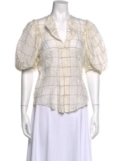 Pre-owned Isabel Marant Plaid Print V-neck Blouse In Neutral