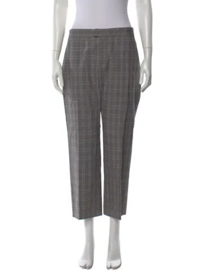 Pre-owned Isabel Marant Plaid Print Wide Leg Pants In Gray