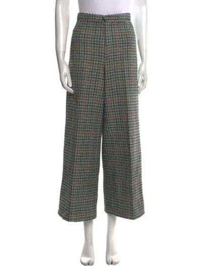 Pre-owned Isabel Marant Plaid Print Wide Leg Pants In Green