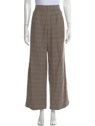 Pre-owned Isabel Marant Plaid Print Wide Leg Pants In Neutral