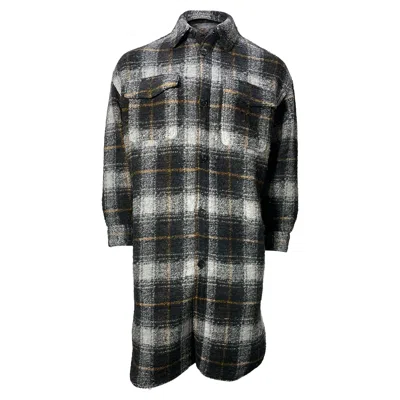 Isabel Marant Plaid Single-breasted Buttoned Shirt Coat In Multicolor Wool In Black