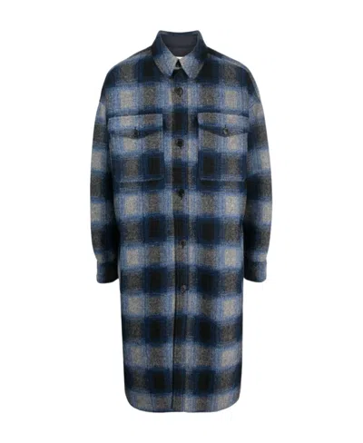 Isabel Marant Plaid-check Long Coat In Black