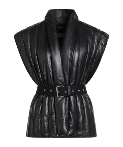 Isabel Marant Plain Colour Leather Jacket In Black