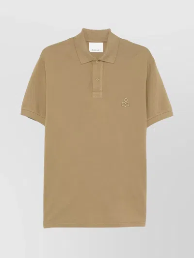 Isabel Marant Plastron Collar Polo Shirt With Elasticated Hems In Kaki