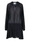 Isabel Marant Pleated Drawstring Mini Dress In Black