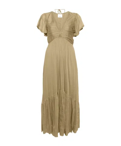 Isabel Marant Agathe Crepe Maxi Dress In Green