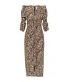 Isabel Marant Albini Printed Gathered Three-quarter Sleeve Dress In Nude