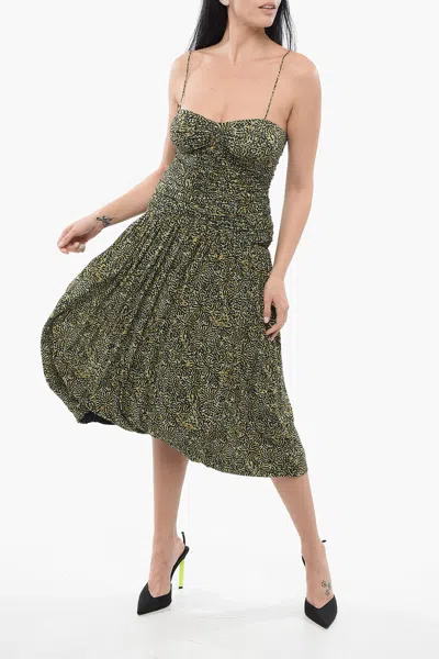 Isabel Marant Pleated Elizabeth Dress In Black Yellow