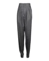 Isabel Marant Pleated High Waist Straight Pants In Grey Virgin Wool In Grey