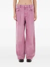 Isabel Marant Wide-leg Trousers With Belt Loops And Contrast Stitching In Pink
