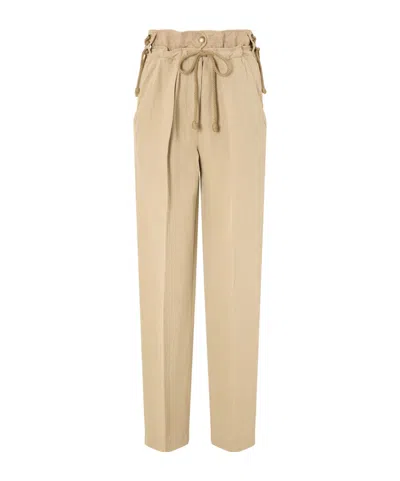 Isabel Marant Sharon Pleated Linen And Silk-blend Straight-leg Pants In Neutral