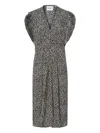 Isabel Marant Gilya V-neck Ruched Midi Dress In Gray