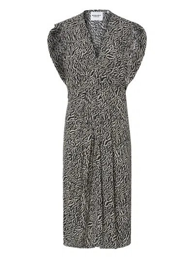 ISABEL MARANT PLEATED RUFFLE-SLEEVE DRESS
