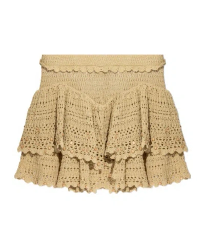 Isabel Marant Olzea Embellished Crochet Shorts In Brown