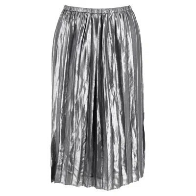 Isabel Marant Pleated Side Slit Midi Skirt In Silver Polyester In Gray