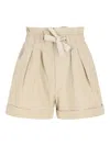 Isabel Marant Pleated Tie-waist Shorts In Neutral