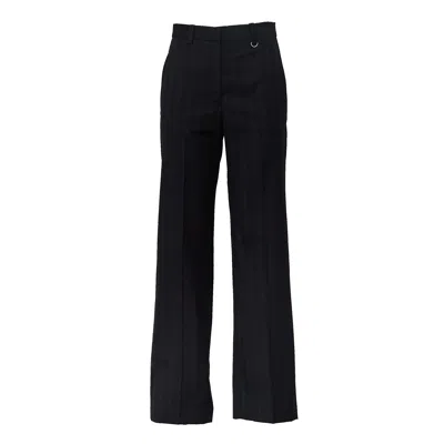 Isabel Marant Pleated Virgin Wool Trousers With Tapered Silhouette And Silver Buckle Detail In Black