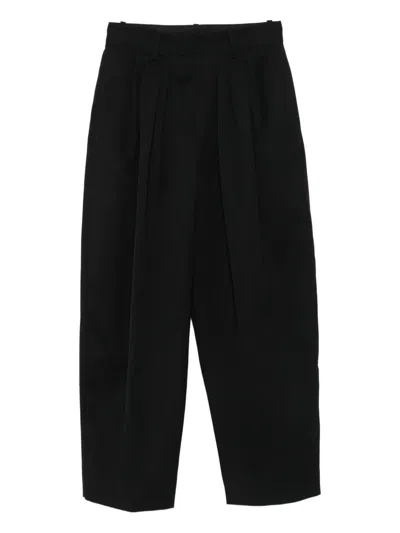 Isabel Marant Pleated Wool Trousers In Black