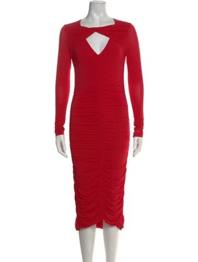 Pre-owned Isabel Marant Plunge Neckline Midi Length Dress In Red