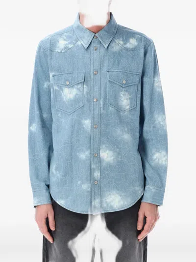 Isabel Marant Denim Shirt Regular Fit Rounded Hem In Blue