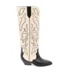 Isabel Marant Leila Leather And Suede Cowboy Boots In White