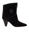 Isabel Marant Loline Suede Ankle Boots With Micro Studs In Black