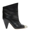 Isabel Marant Leather Ankle Boots With Cone Heel And Metal Detail In Black