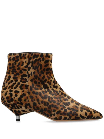 Isabel Marant Pointed Toe 50mm Ankle Boots With Leopard Print In Animal Print