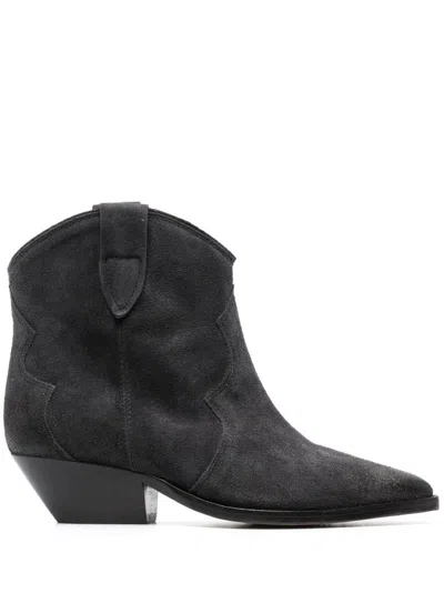 Isabel Marant Pointed Toe Ankle Boots With Western-inspired Design