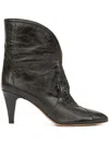 Isabel Marant Pointed Toe Black Ankle Boots In Black