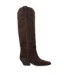 Isabel Marant Denver Leather Knee High Western Boots In Brown