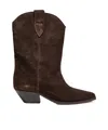 Isabel Marant Western Style Suede Ankle Boots With Stacked Heel In Brown