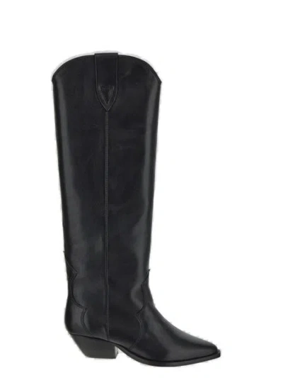 Isabel Marant Pointed Toe Leather Boots In Black
