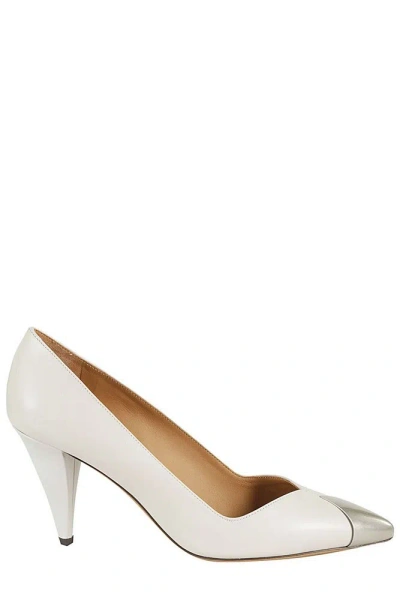 Isabel Marant Palda 85mm Metal-toecap Leather Pumps In White