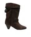 Isabel Marant Dalby Draped Suede Ankle Boots With Pointed Toe And Cone Heel In Brown