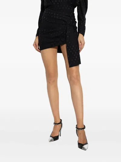 Isabel Marant Polka-dot Draped Mini Skirt In Black
