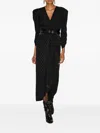 Isabel Marant Polka-dot Pattern Puff-sleeve Midi Dress In Black