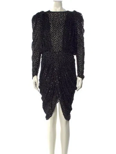 Pre-owned Isabel Marant Polka Dot Print Midi Length Dress In Black
