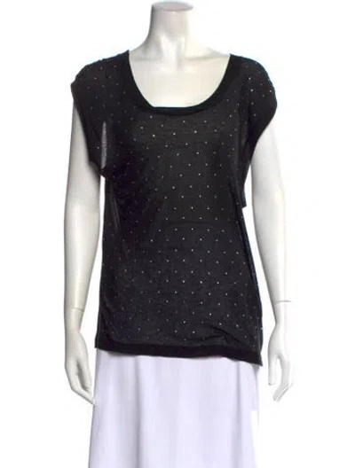 Pre-owned Isabel Marant Polka Dot Print Scoop Neck T-shirt In Black