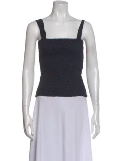 Pre-owned Isabel Marant Polka Dot Print Square Neckline Crop Top In Blue