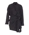 Isabel Marant Dots Print Wrap Dress Belted Waist In Black