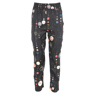Isabel Marant Polka Dots Print Gartered-waist Straight-leg Trousers In Black Cotton