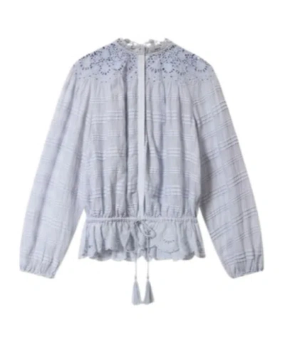 Isabel Marant Polly Embroidery Blouse In Blue
