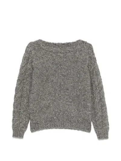 Isabel Marant Ponara Cable-knit Boat-neck Sweater In Gray