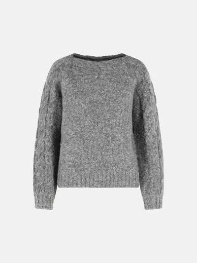 Isabel Marant Ponara Virgin Wool Blend Cable Sweater In Gray