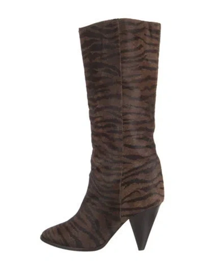 Pre-owned Isabel Marant Ponyhair Animal Print Boots In Brown